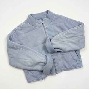 Cropped Quilted Zip Up Jacket W/ Pockets - M